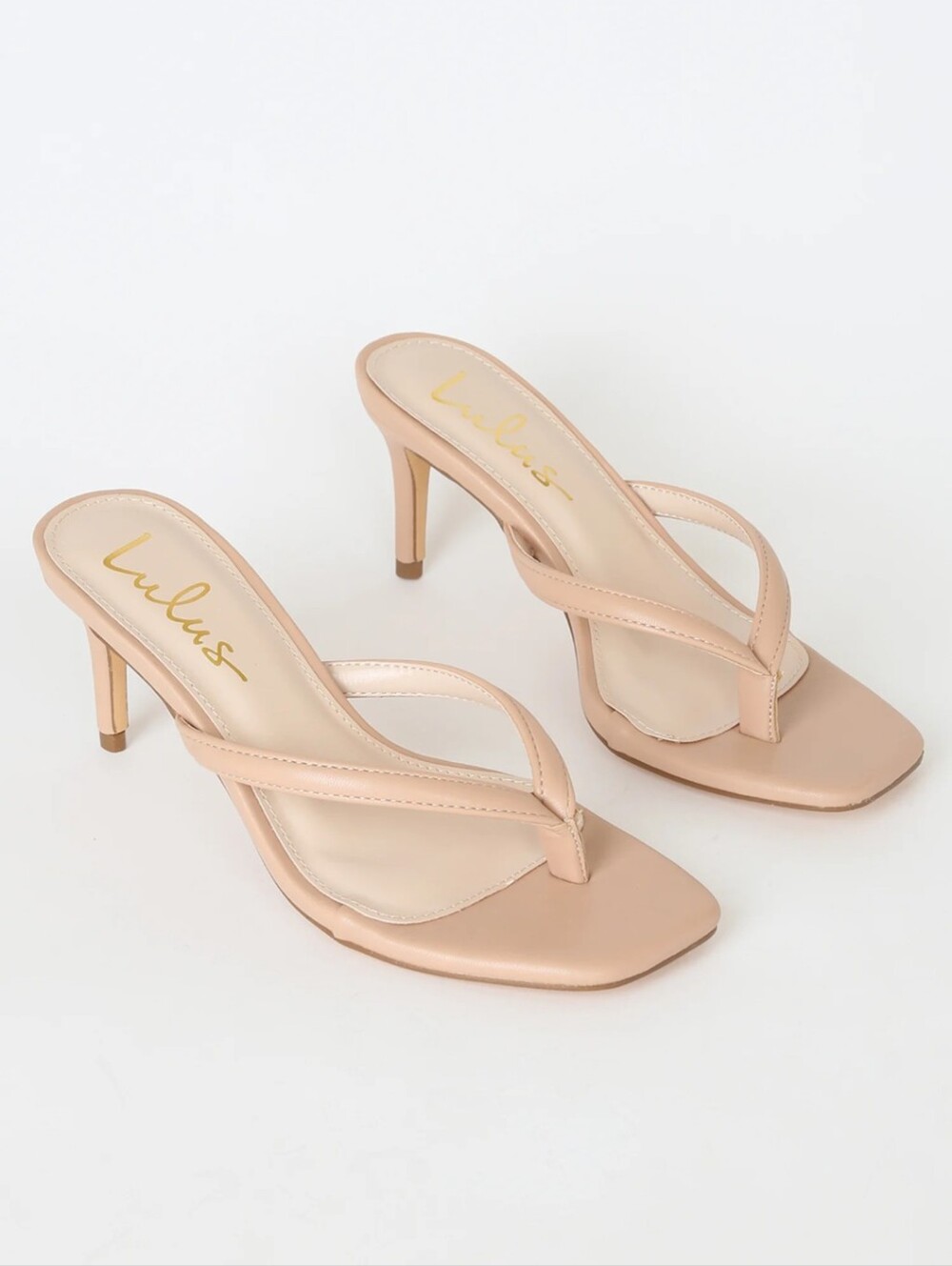 Lulu's Blush Nude Thong Heeled Sandals